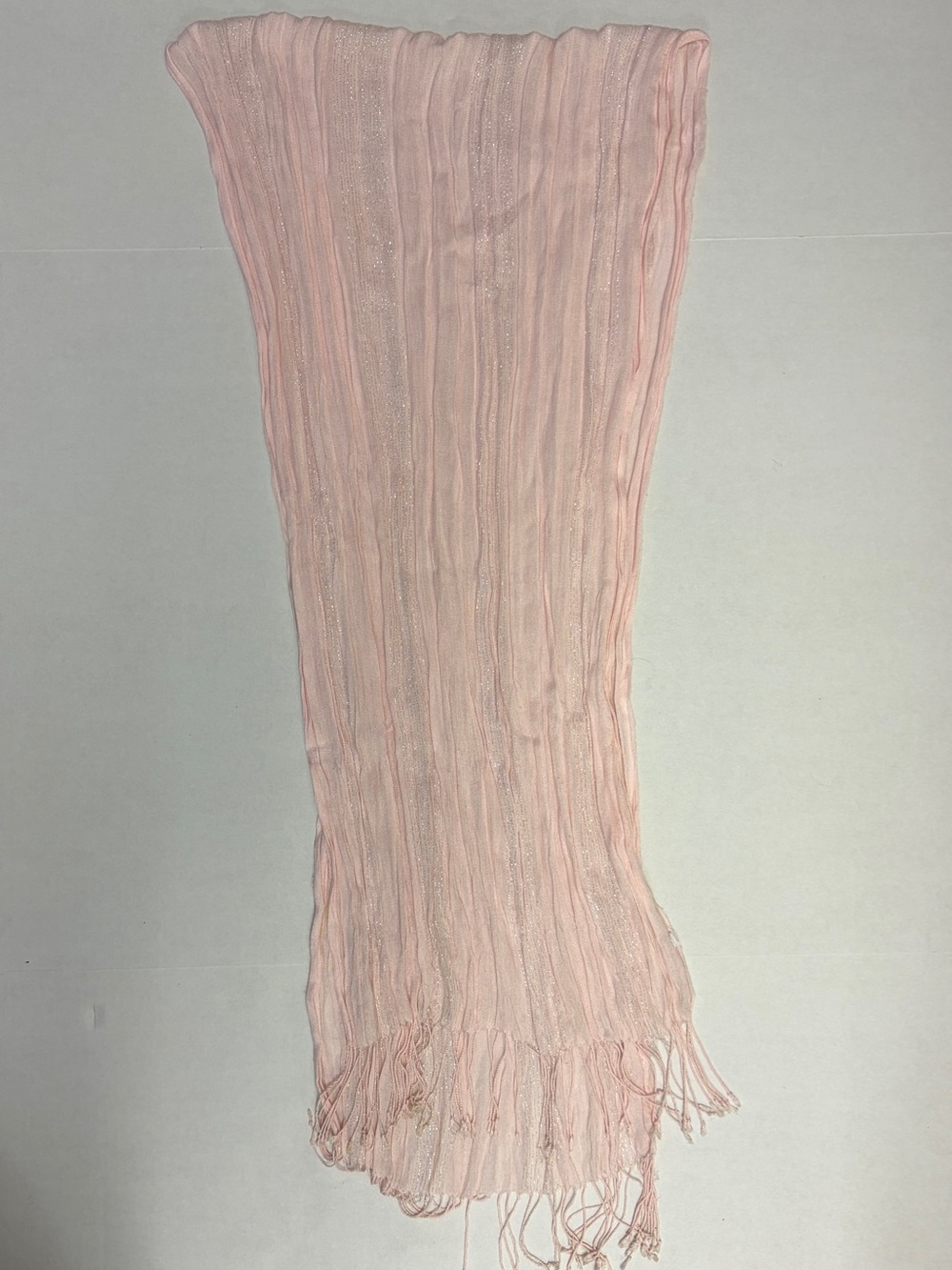 Women’s Light Pink Shimmer Fringe Fashion Scarf Wrap